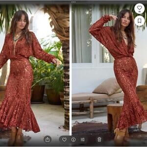 NWT Chasing Unicorns Be Faithful Lace Ruffle Maxi